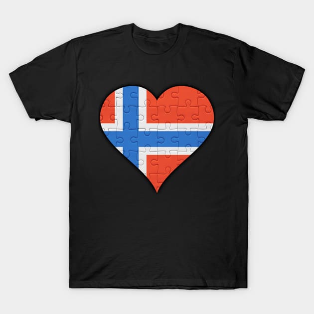 Norwegian Jigsaw Puzzle Heart Design - Gift for Norwegian With Norway Roots T-Shirt by Country Flags